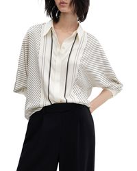 Mango - Stripe Dolman Sleeve Satin Shirt - Lyst