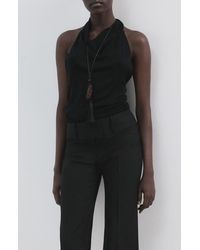 Mango - Knit Halter Neck Open Back Top - Lyst