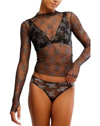 Free People - Two-Tone Lady Lux Sheer Mesh Top - Lyst