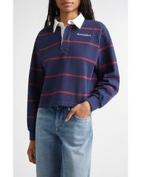 Sporty & Rich - Serif Logo Embroidered Cotton Long Sleeve Rugby Polo - Lyst