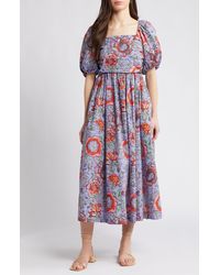 Cleobella - Darlene Floral Organic Cotton Poplin Midi Dress - Lyst