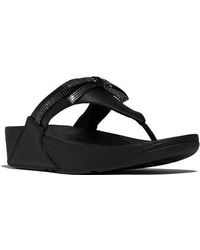 Fitflop - Lulu Glitz Bow Leather Toe Post Sandals - Lyst