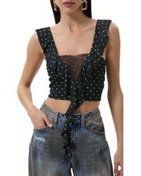 AFRM - Lowell Lace Trim Ruffle Crop Top - Lyst