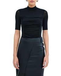 MARCELLA - Logan Ruched Mock Neck Top - Lyst
