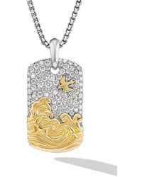 David Yurman - Waves Tag Enhancer With Diamonds, 20Mm - Lyst