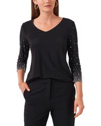 Chaus - Beaded Sleeve V-neck Top - Lyst