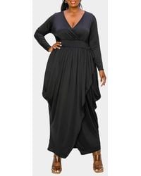 L I V D - Giuliana Long Sleeve Tulip Hem Faux Wrap Maxi Dress - Lyst