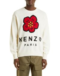 KENZO - Intarsia Boke Flower Paris Logo Wool Sweater - Lyst