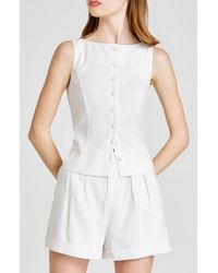 Wayf - Vera Sleeveless Linen Blend Button-Up Top - Lyst