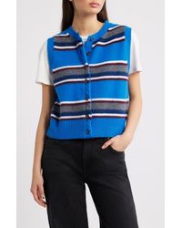 Damson Madder - Sofie Stripe Merino Wool Button-Up Vest - Lyst