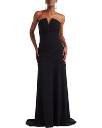 Tadashi Shoji - Pleated Notched Strapless Gown - Lyst