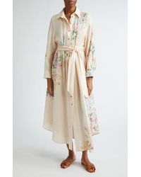 Zimmermann - Halliday Floral Long Sleeve Linen Shirtdress - Lyst