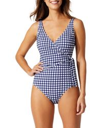Tommy Bahama - Gingham Wrap One-piece Swimsuit - Lyst