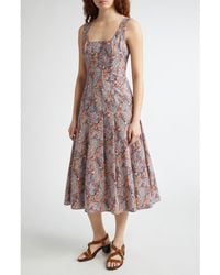 Veronica Beard - Jolie Paisley Sleeveless Stretch Cotton Midi Dress - Lyst
