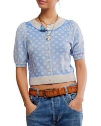 Free People - Isla Puff Sleeve Crop Wool & Cashmere Blend Cardigan - Lyst