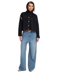 Elle Collection - Rhinestone Trim Denim Jacket - Lyst