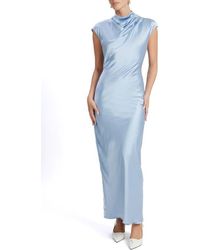Bardot - Auria Draped Satin Maxi Dress - Lyst