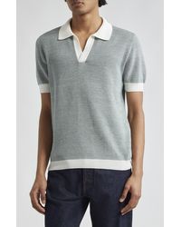 Thom Sweeney - Aragon Contrast Trim Cotton & Linen Polo Sweater - Lyst
