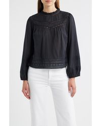 Rails - Reyna Lace Inset Cotton Peasant Top - Lyst