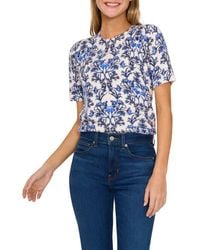 Cece - Floral Short Sleeve Sweater - Lyst