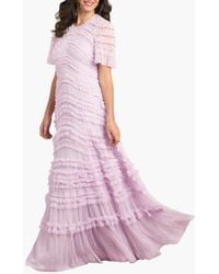 Needle & Thread - Amara Round Neck Ruffle Gown - Lyst