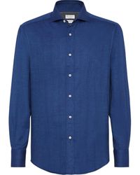 Brunello Cucinelli - Flannel Chevron Shirt - Lyst