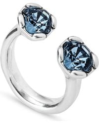 Uno De 50 - Sterling-Plated Ring With Two Crystals Facing Each Other - Lyst