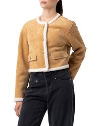 Blank NYC - Faux Shearling Collarless Jacket - Lyst
