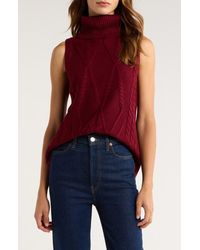 Gibsonlook - Cable Stitch Sleeveless Turtleneck Sweater - Lyst