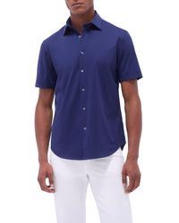 Bugatchi - Miles Ooohcotton Solid Short Sleeve Button-Up Shirt - Lyst
