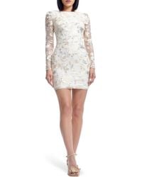 Dress the Population - Hazel Floral Appliqué Long Sleeve Cocktail Minidress - Lyst