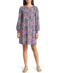 Lilly Pulitzer - Diann Floral Print Long Sleeve Cotton Knit Shift Dress - Lyst