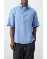 Mango - Solid Slub Linen Polo - Lyst