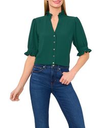 Cece - V-Neck Button-Up Shirt - Lyst