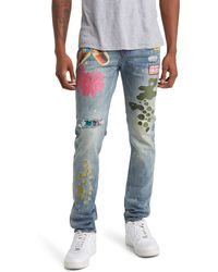 BBCICECREAM - Moonrocks Slim Fit Embroidered Rip & Repair Jeans - Lyst