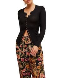 Free People - Going Places Pointelle Stitch Snap Front Top - Lyst