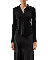 LILYSILK - Silk Jersey Basic Slim Shirt - Lyst