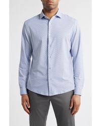 Stone Rose - Trim Fit Techno Stretch Medallion Print Performance Button-Up Shirt - Lyst