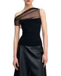 MARCELLA - Cabrini Mesh One-Shoulder Top - Lyst