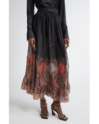 Zimmermann - Rhiannon Paisley Print Ruffle Silk Maxi Skirt - Lyst