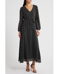 Halogen® - Abstract Print Long Sleeve Dress - Lyst