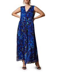 Marina Rinaldi - Floral Silk Midi Dress - Lyst