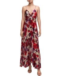 Mango - Floral Pleated Sleeveless Maxi Dress - Lyst