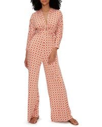 Diane von Furstenberg - Aurelia Cane Print Long Sleeve Jumpsuit - Lyst