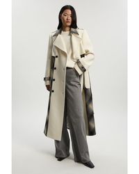 Karen Millen - Wool Check Trench Midi Coat - Lyst