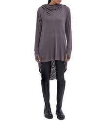 MARCELLA - Oslo Semisheer Hooded Long Sleeve High-Low Jersey Tunic - Lyst