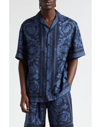 Versace - Barocco Print Silk Button-Up Shirt - Lyst