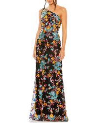 Mac Duggal - Floral Sequin One-shoulder Sheath Gown - Lyst