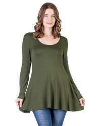 24seven Comfort Apparel - Long Sleeve Solid Color Swing Style Flared Tunic Top - Lyst