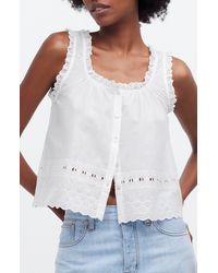 Madewell - Embroidered Ruffle Trim Sleeveless Top - Lyst